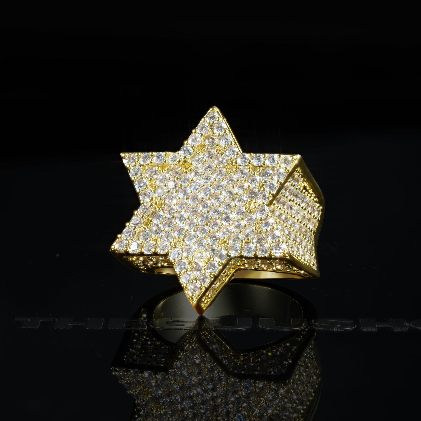 18K Gold-Plated Micro-inlay AAA CZ Hexagon Franklin Ring