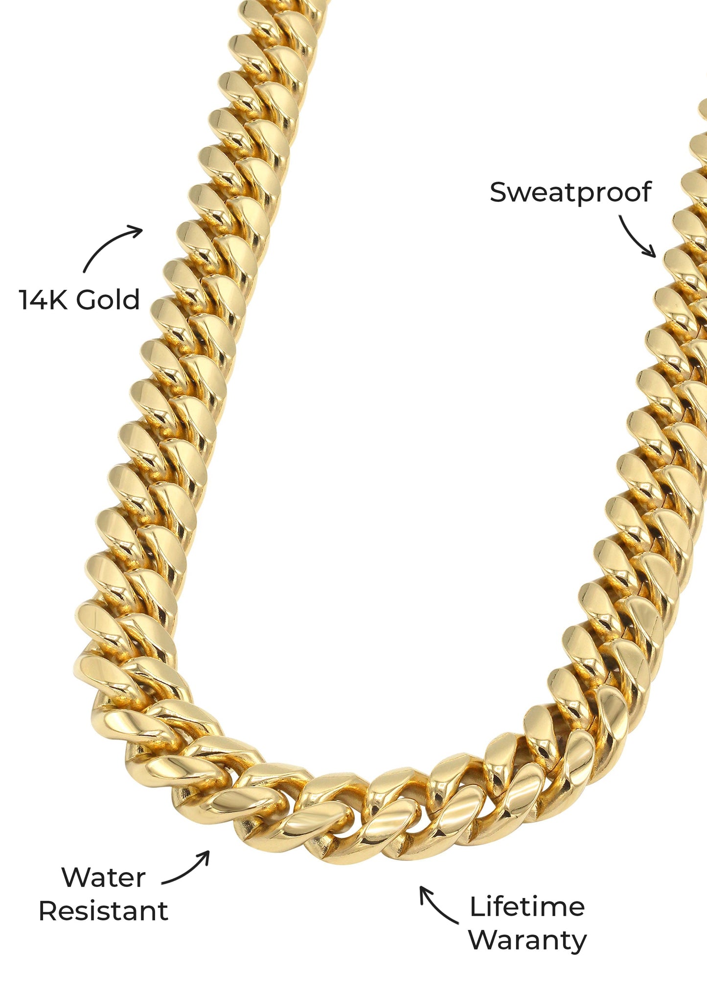 Mens Jewelry - Solid Gold Miami Cuban Link Chain & Bracelet