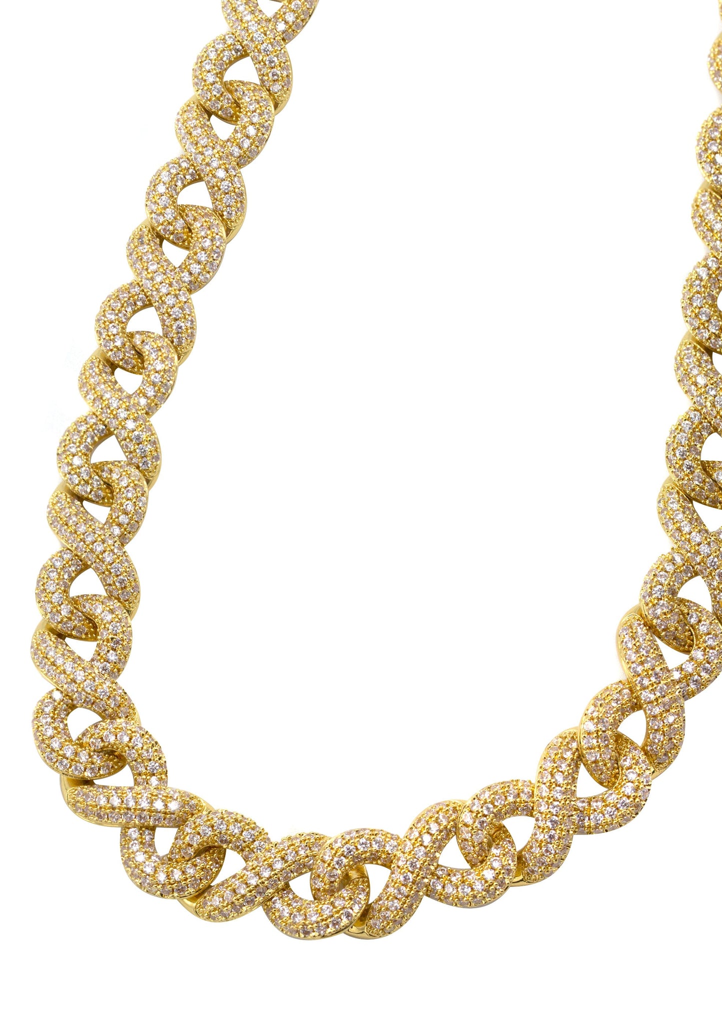 Gold Jewelry - Mens 14K Gold Iced Out VVS Infinity Link Chain
