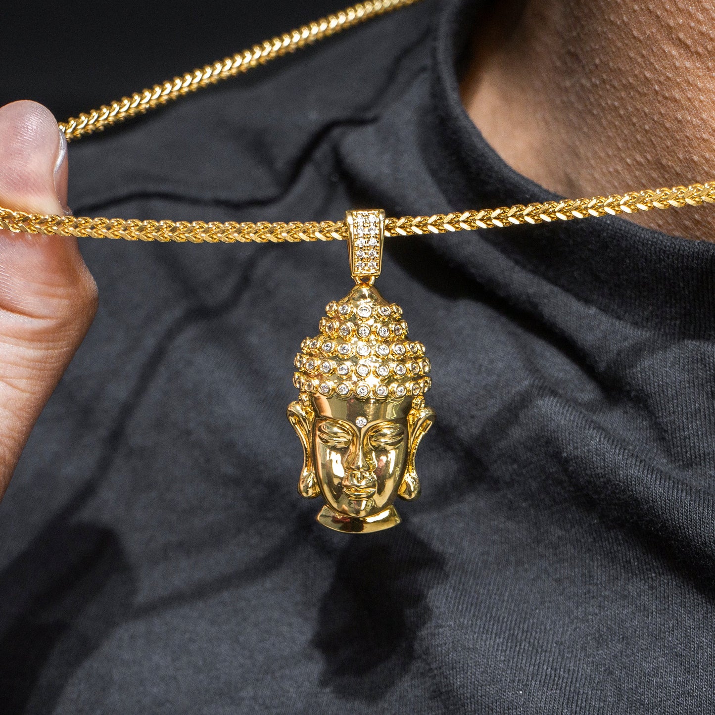 Mens Jewelry - Gold Iced Out VVS Buddha Pendant | 13.6 Grams
