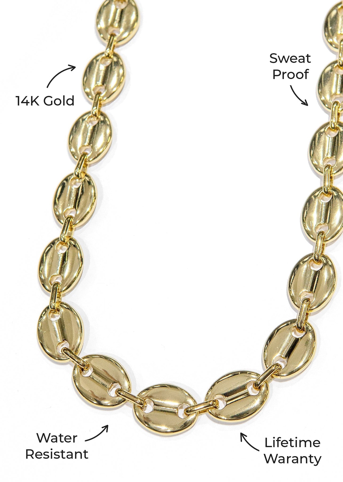 Gold Jewelry - Mens 14K Gold Puff Link Chain