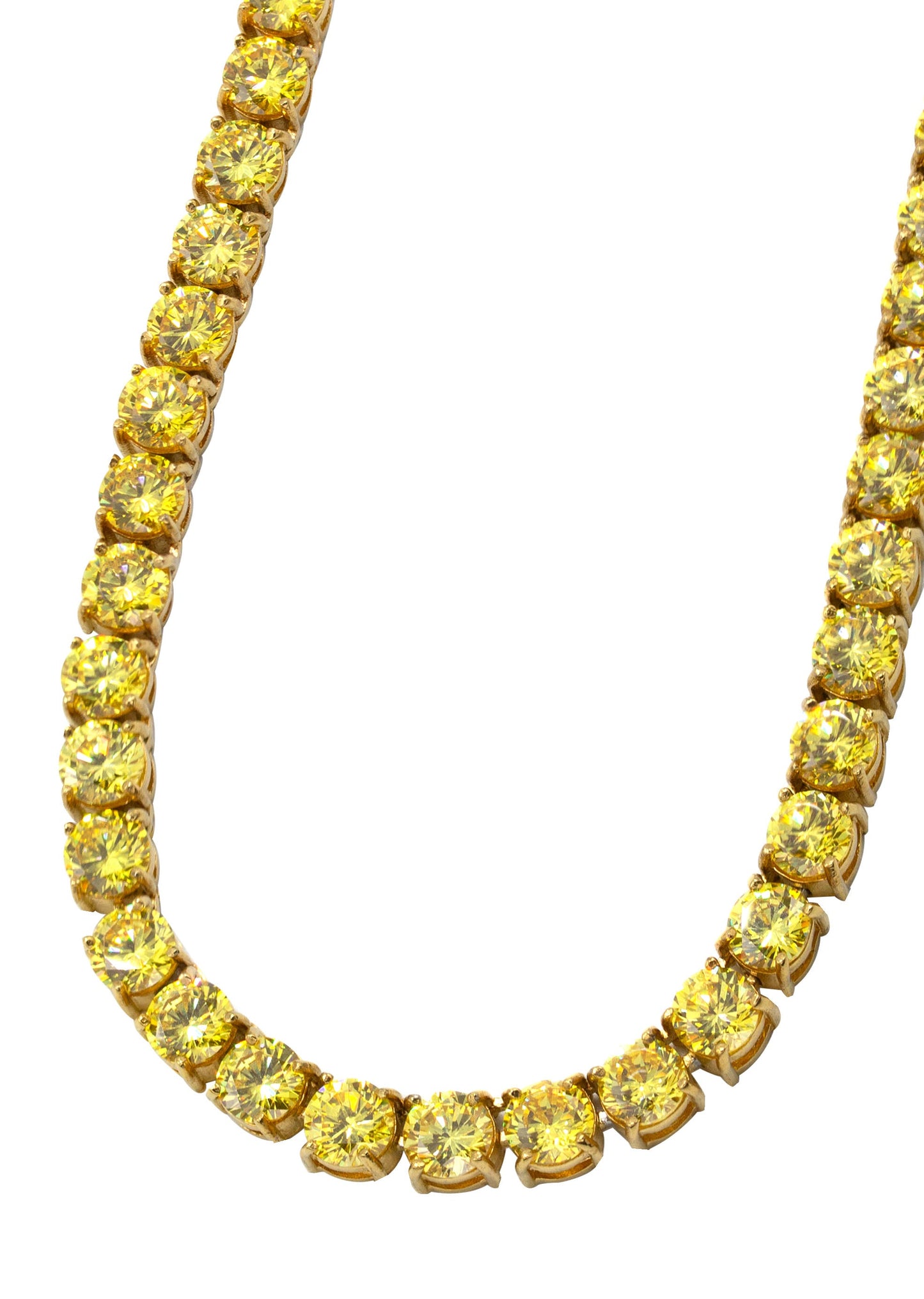 Gold Jewelry - Mens 14K Gold Yellow Iced Out VVS Canary Tennis Chain
