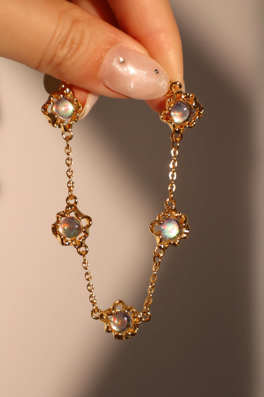 18K Real Gold Plated Multi Opal Bracelet