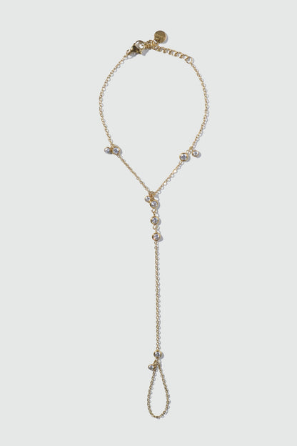 18K Gold Stainless Steel Diamond Hand Chain Bracelet