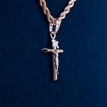 Crucifix Cross Pendant in Rose Gold