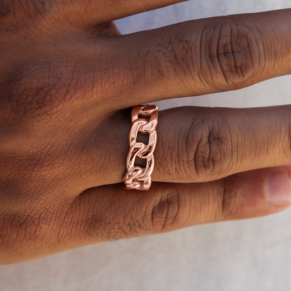 Cuban Band Ring in Rose Gold - 7mm