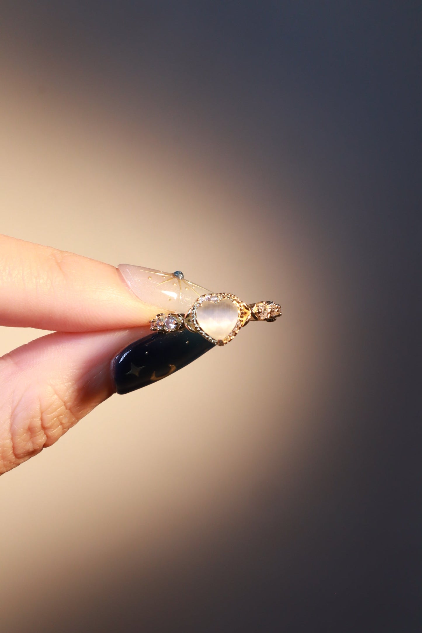 14K Real Gold Plated White Heart Ring