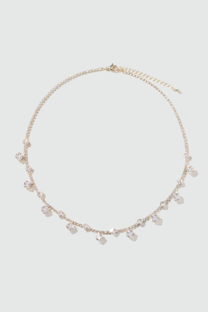 14K Real Gold Plated Multi Diamond Necklace