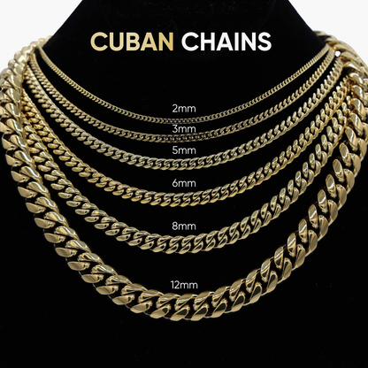 Diamond Cuban Link Necklace in Yellow Gold- 12mm