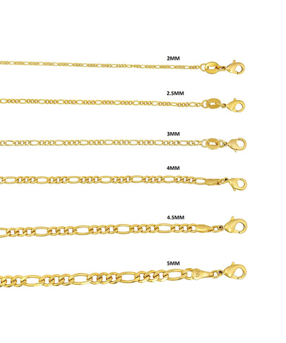 18K Gold Plated 4.5mm Figaro Chain Necklace