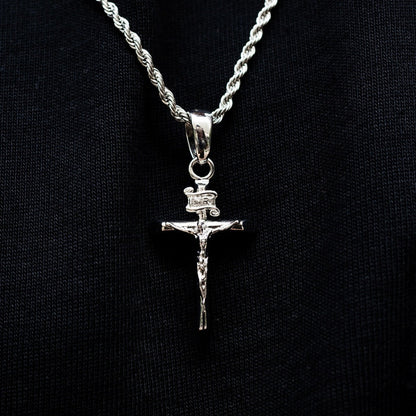 Crucifix Cross Pendant in White Gold