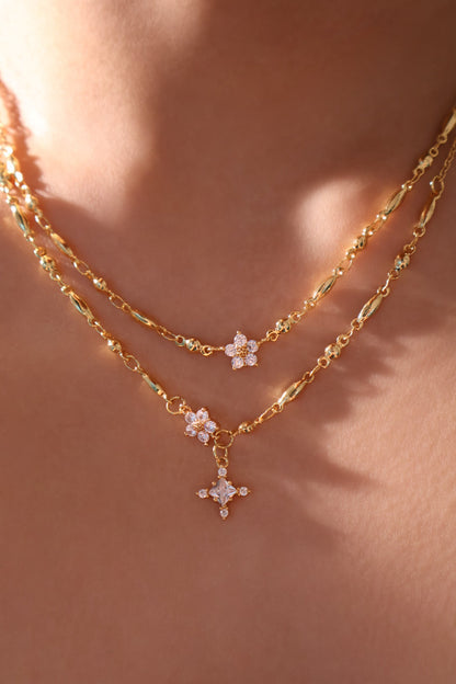 18K Real Gold Plated Diamond Starlight Cross Necklace
