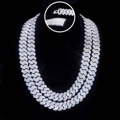 16MM 3-ROW CURVED CLASP PRONG CUBAN CHAIN