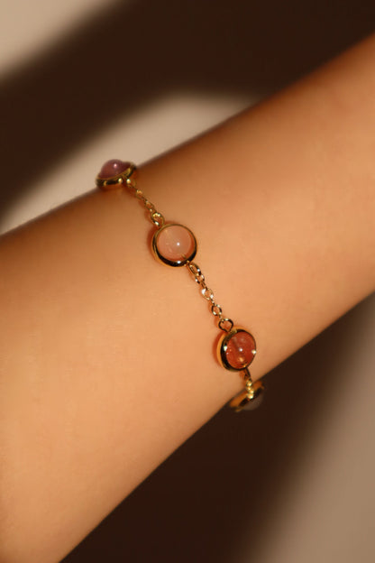 18K Real Gold Plated Multi Color Moonstones Bracelet