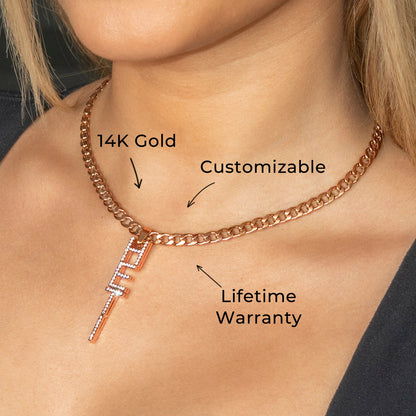 Women Jewelry - Rose Gold Iced Out VVS Name Necklace | Style # N21