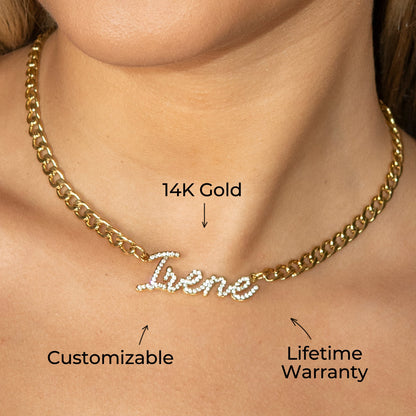 Women Jewelry - Iced Out VVS Name Necklace | Style # N27