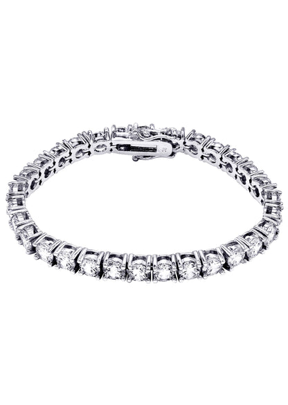 Gold Jewelry -  Mens 14K White Gold Iced Out VVS Tennis Bracelet