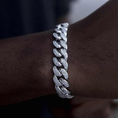 Diamond Cuban Chain + Bracelet Gift Bundle in White Gold - 12mm