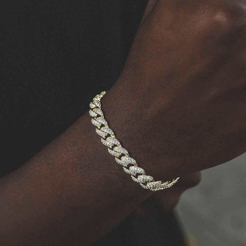 Diamond Cuban Bracelet in Yellow Gold - 8.5mm