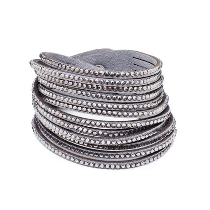 Austrian Crystalized Leather Wrap Bracelet