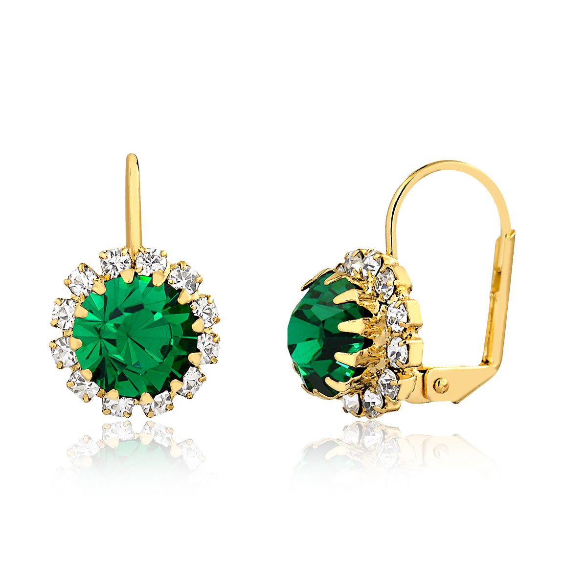 18K Gold Plated Crystal Flower Huggie Earrings