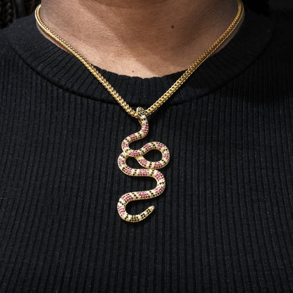 Mens Jewelry -  Gold Iced Out VVS Twisted Snake Necklace | Appx. 10 Grams